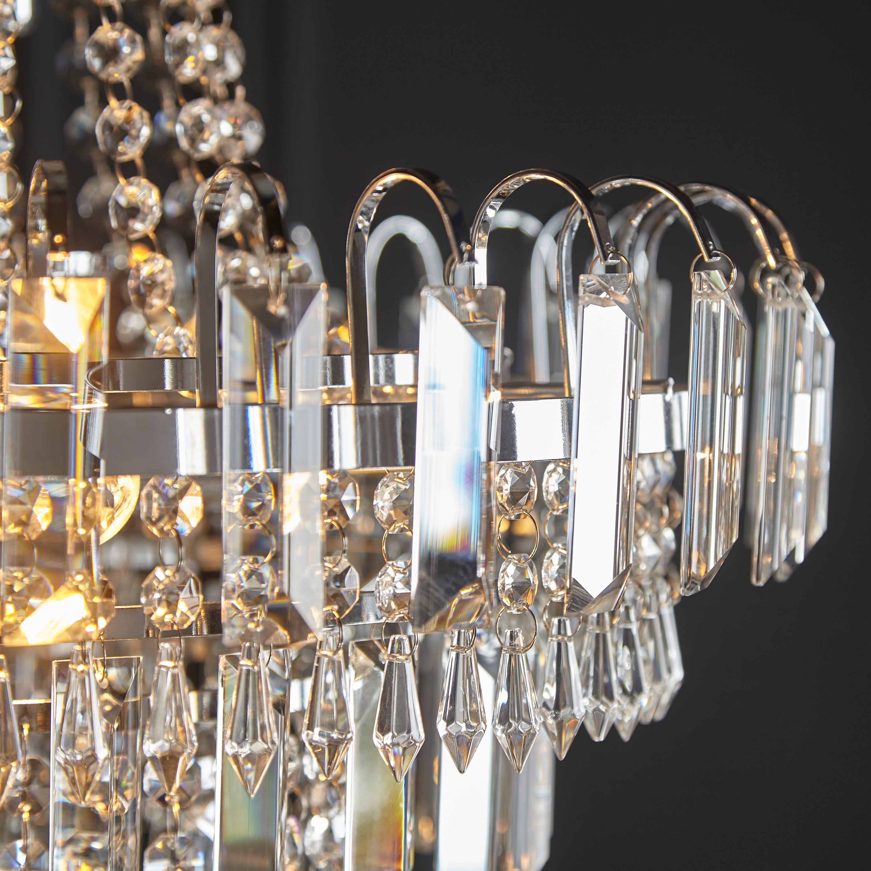 Amor Chrome & Crystal Glass Droplets Chandelier